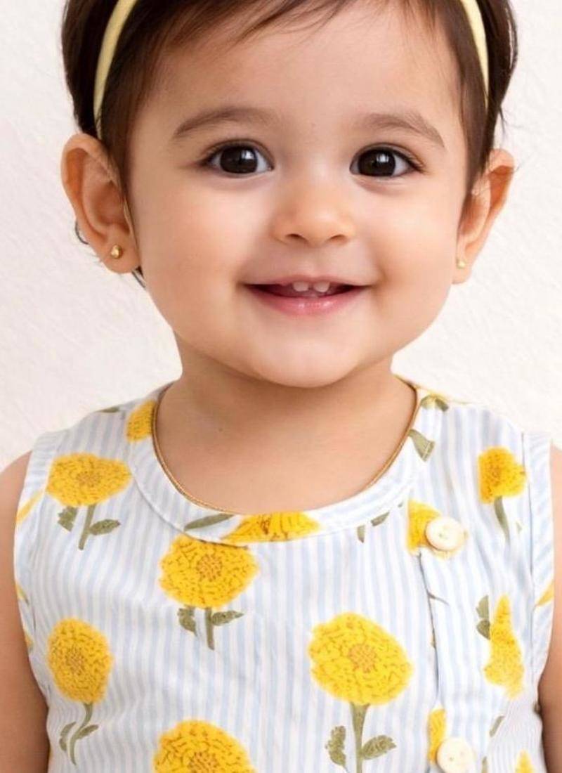 baby girl printed kurta pajama set (ing-bluestripes)