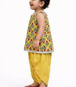baby girl printed kurta dhoti set (ing-yellowbooti)