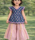 baby girl printed kurta palazzo set (ing-bluepink)