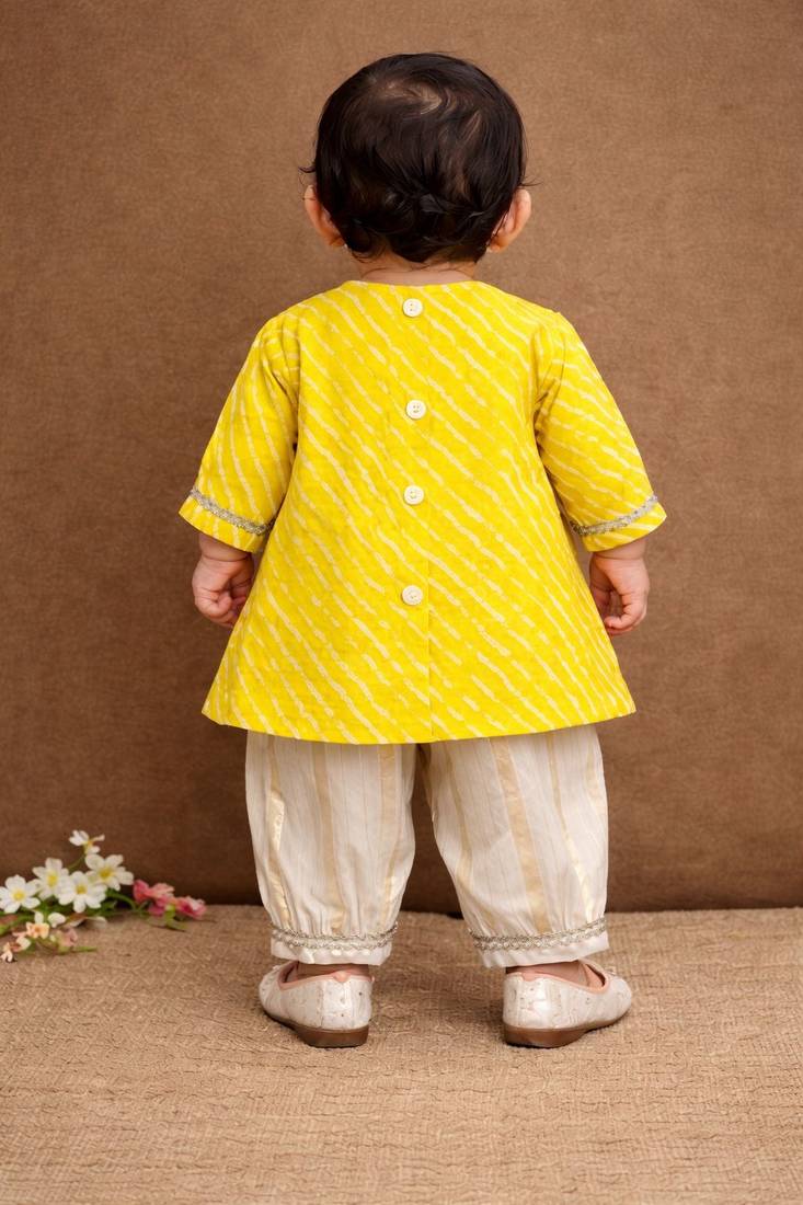 baby girl printed kurta pajama set (ing-yellowleh)
