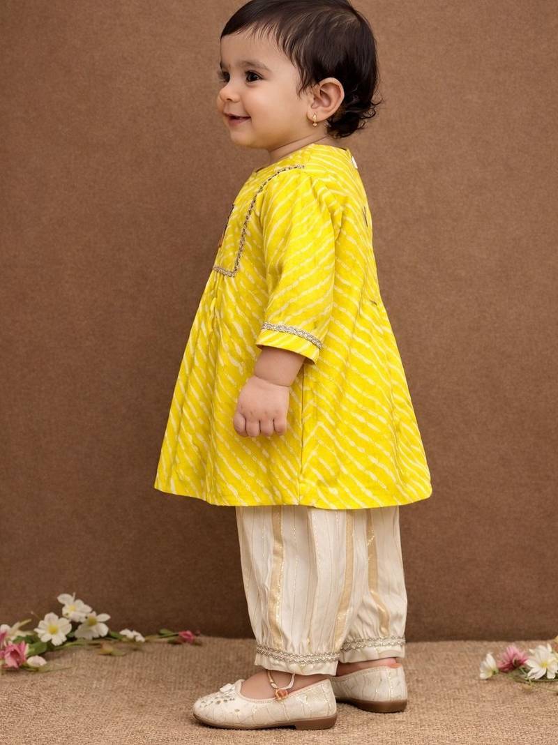 baby girl printed kurta pajama set (ing-yellowleh)