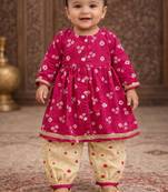 baby girl printed kurta pajama set (ing-ranibooti)