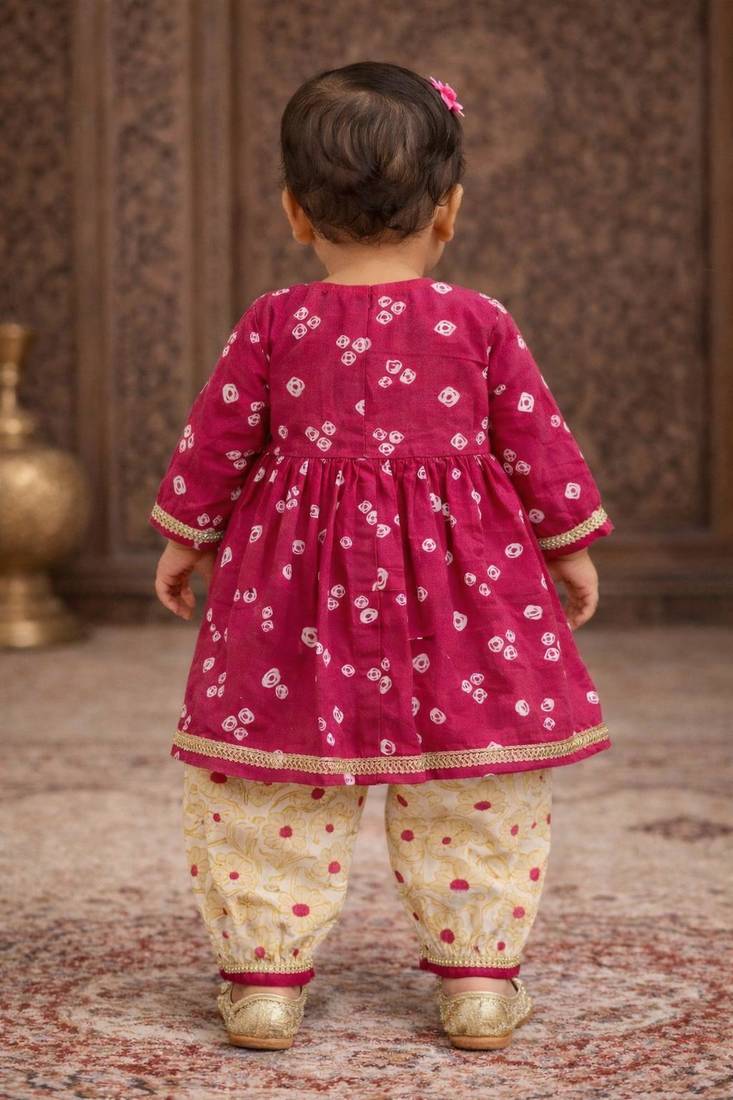 baby girl printed kurta pajama set (ing-ranibooti)
