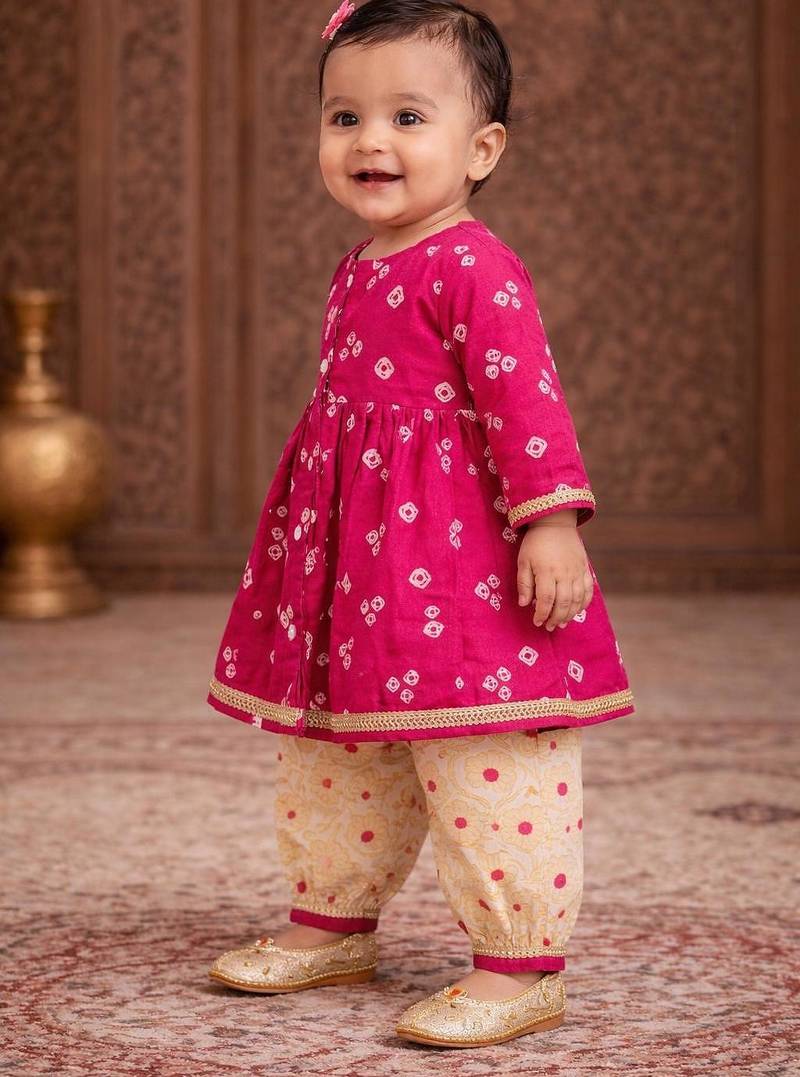 baby girl printed kurta pajama set (ing-ranibooti)
