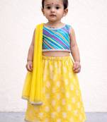 baby girl printed lehenga choli with dupatta set (ing-lyellowfoil)