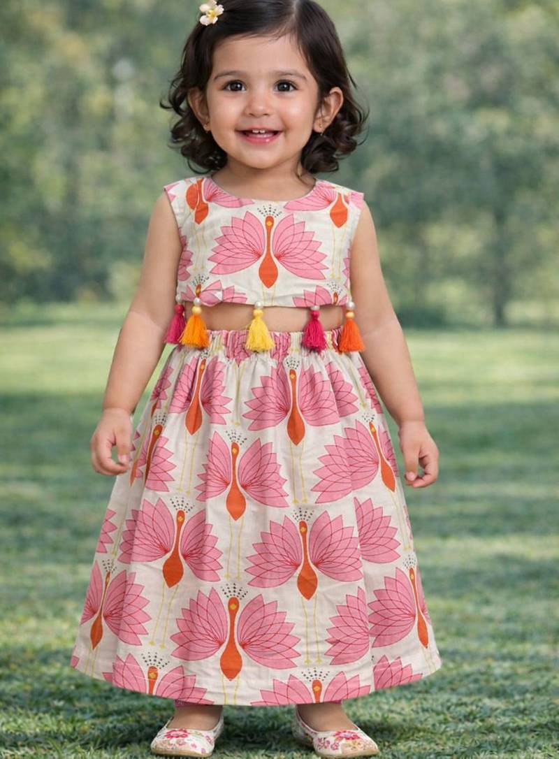 baby girl printed lehenga choli set (ing-lpeacock)