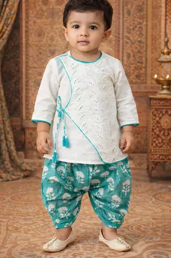 baby boy printed kurta dhoti set (inb-dhotiwhite)