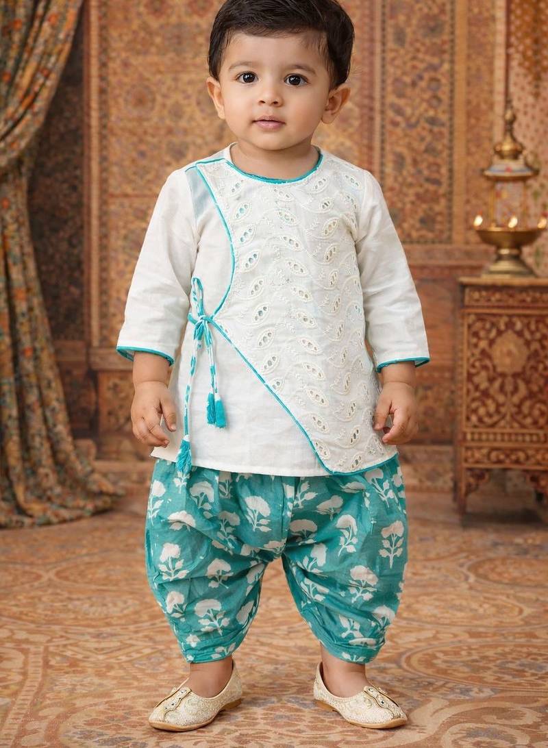 baby boy printed kurta dhoti set (inb-dhotiwhite)