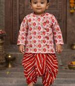 baby boy printed kurta dhoti set (inb-dhotired)