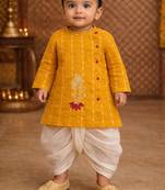 baby boy printed kurta dhoti set (inb-yellowkrishna)