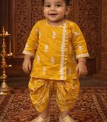 baby boy printed kurta dhoti set (inb-dhotiyellow)