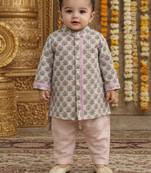 baby boy printed kurta pajama set (inb-pinkbooti)