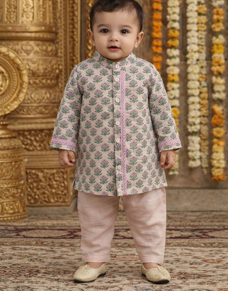 baby boy printed kurta pajama set (inb-pinkbooti)
