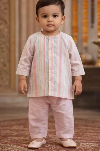 baby boy stripe kurta pajama set (inb-lurexstripes)