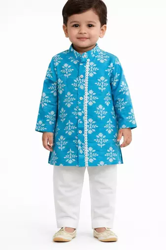 baby boy printed kurta pajama set (inb-bluebooti)