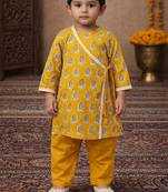 baby boy printed kurta pajama set (inb-yellowbooti)