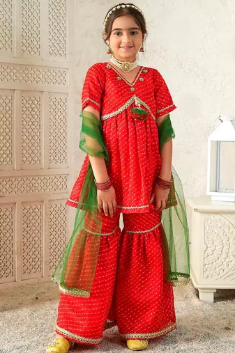 girls kurta & sharara with dupatta (sha-redleheriya)