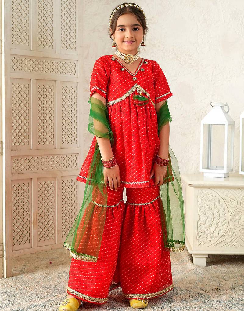 girls kurta & sharara with dupatta (sha-redleheriya)