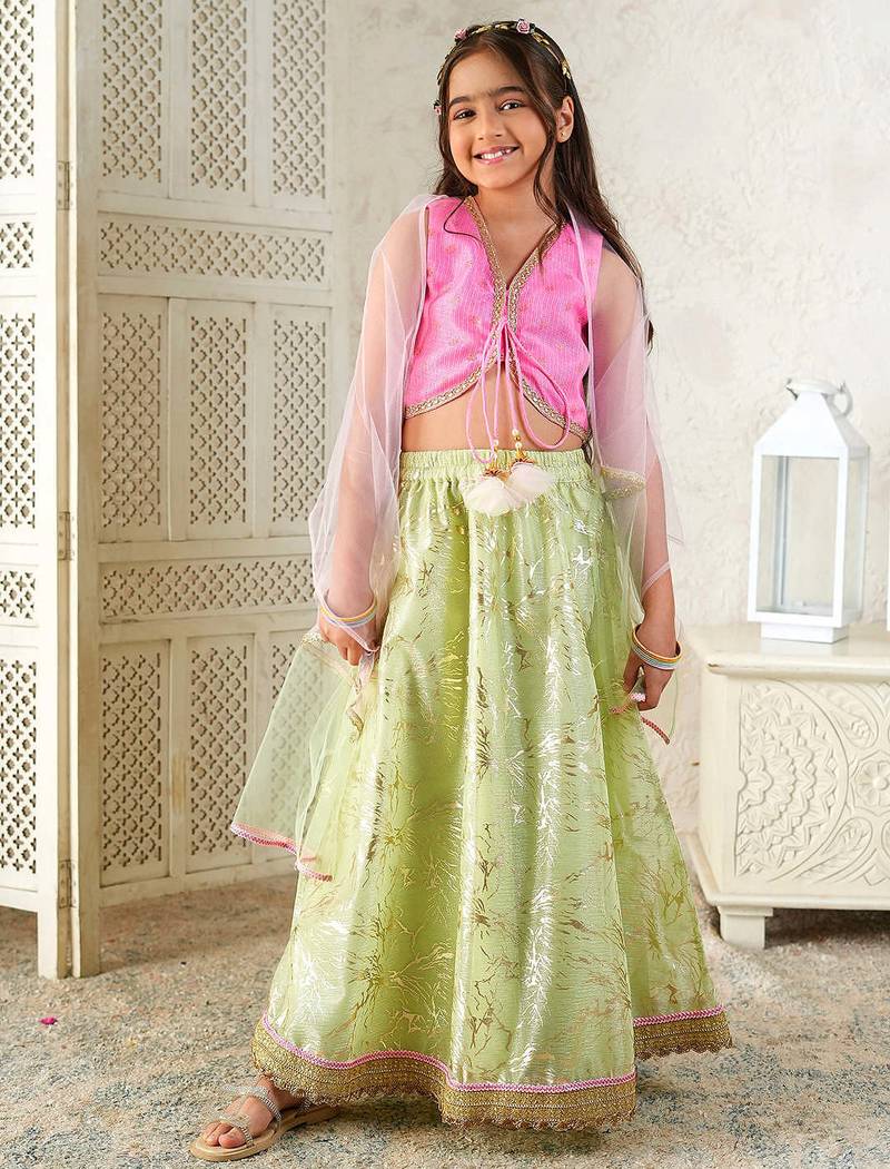 girls lehenga choli with dupatta (l-greenshimmer)