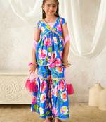 girls kurta & sharara with dupatta (sha-pinkwtrose)