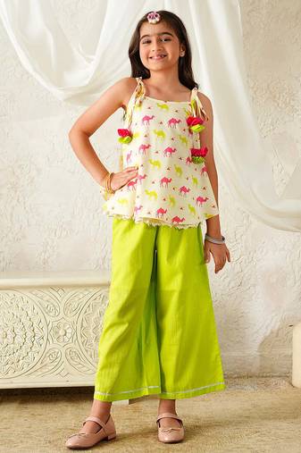 girls top & palazzo set (iw-camelprint)
