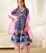 girls kurta & payjama with dupatta (ks-pinksunflower)