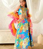 girls lehenga choli with dupatta (l-bluecrepe)