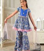 girls kurta & sharara with dupatta (sha-bluelurex)
