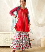 girls kurta & sharara with dupatta (sha-redrayon)