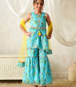 girls kurta & sharara with dupatta (sha-turqkota)