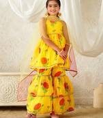 girls kurta & sharara with dupatta (sha-ylredrose)