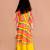 girls yellow & orange geometric printed bell sleeves kurta (iw-leheriyaggt)