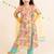 girls yellow floral printed angrakha pure cotton kurta with trousers & with dupatta (ks-yellowjaal)
