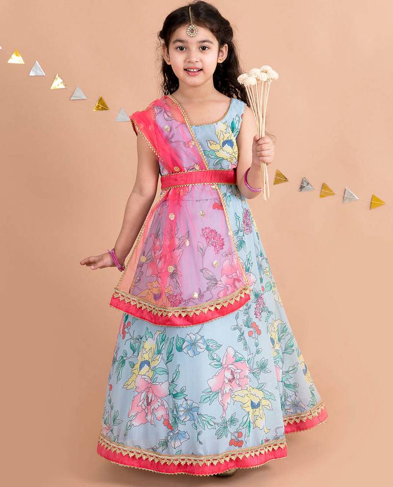 floral print a-line ethnic dress (iw-bluedigital)