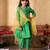 3-piece green color chanderi kurta, payjama & dupatta set (ks25005701)