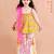 girls yellow floral printed pure cotton kurti with sharara & with dupatta (sha-yellowpanel)