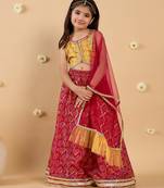 3-piece yellow & magenta embroidery lehenga, choli and dupatta (l25013125)