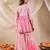 girls cotton 3/4th sleeves v neck neck gota pati embellished lehenga choli set with dupatta for girls (sha-neonmagenta)