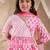 girls cotton 3/4th sleeves v neck neck gota pati embellished lehenga choli set with dupatta for girls (sha-neonmagenta)