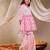 girls cotton 3/4th sleeves v neck neck gota pati embellished lehenga choli set with dupatta for girls (sha-neonmagenta)