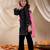 girls floral embroidered sequinned velvet kurta with trouser & dupatta (ks-navyvelvet)