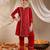 girls floral embroidered sequinned velvet kurta with trousers & dupatta (ks-redseqvelvet)