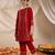 girls floral embroidered sequinned velvet kurta with trousers & dupatta (ks-redseqvelvet)