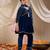 girls floral embroidered sequinned velvet kurta with trouser & dupatta (ks-tealseqvelvet)