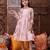 girls shoulder straps cotton ethnic dress with printed jacket (iw-peachcape)