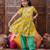 girls ethnic motifs printed gotta patti pure cotton a-line kurta with trousers (ks-yellowparrot)