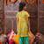 girls ethnic motifs printed gotta patti pure cotton a-line kurta with trousers (ks-yellowparrot)