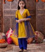 girls gotta patti angrakha kurta & salwar with dupatta (ks-mustrdtafeta)