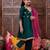 girls floral yoke design angrakha gotta patti a line kurta with trousers & dupatta (ks-greentafeta)
