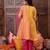 girls striped embroidered chanderi cotton anarkali kurta with trousers & dupatta (ks-lurexyellow)